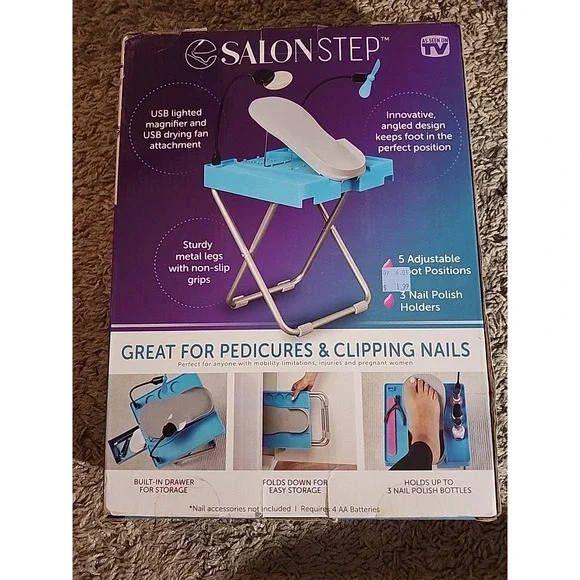 Salon Step Beauty Footrest for  At-Home Pedicures LED Magnifier Drying Fan - Picture 6 of 11